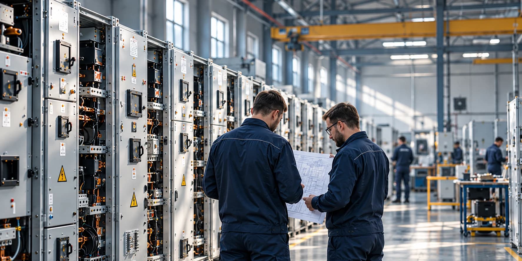 Ілюстрація інженерів, які працюють із технічним кресленням